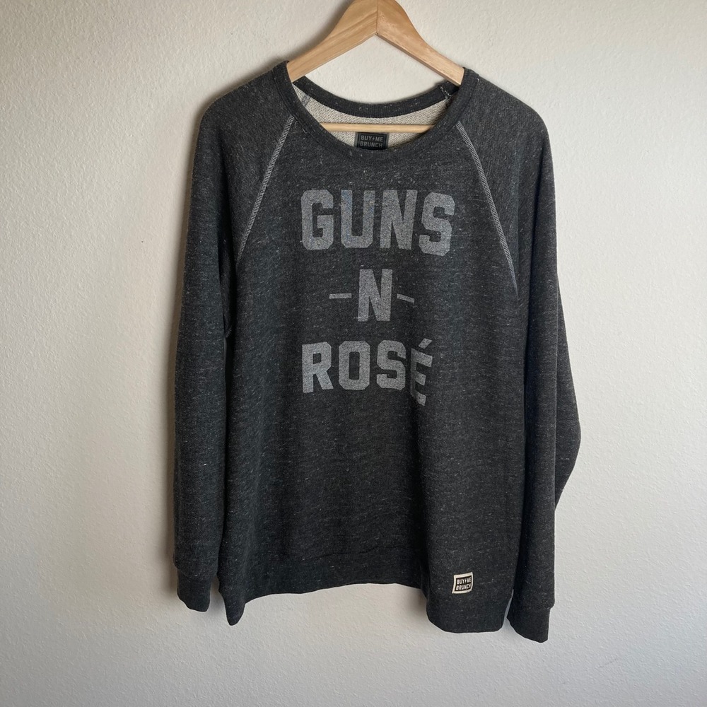 Buy Me Brunch Guns N Rose Raglan Sweatshirt Adult Mens Large Gray Made in USA